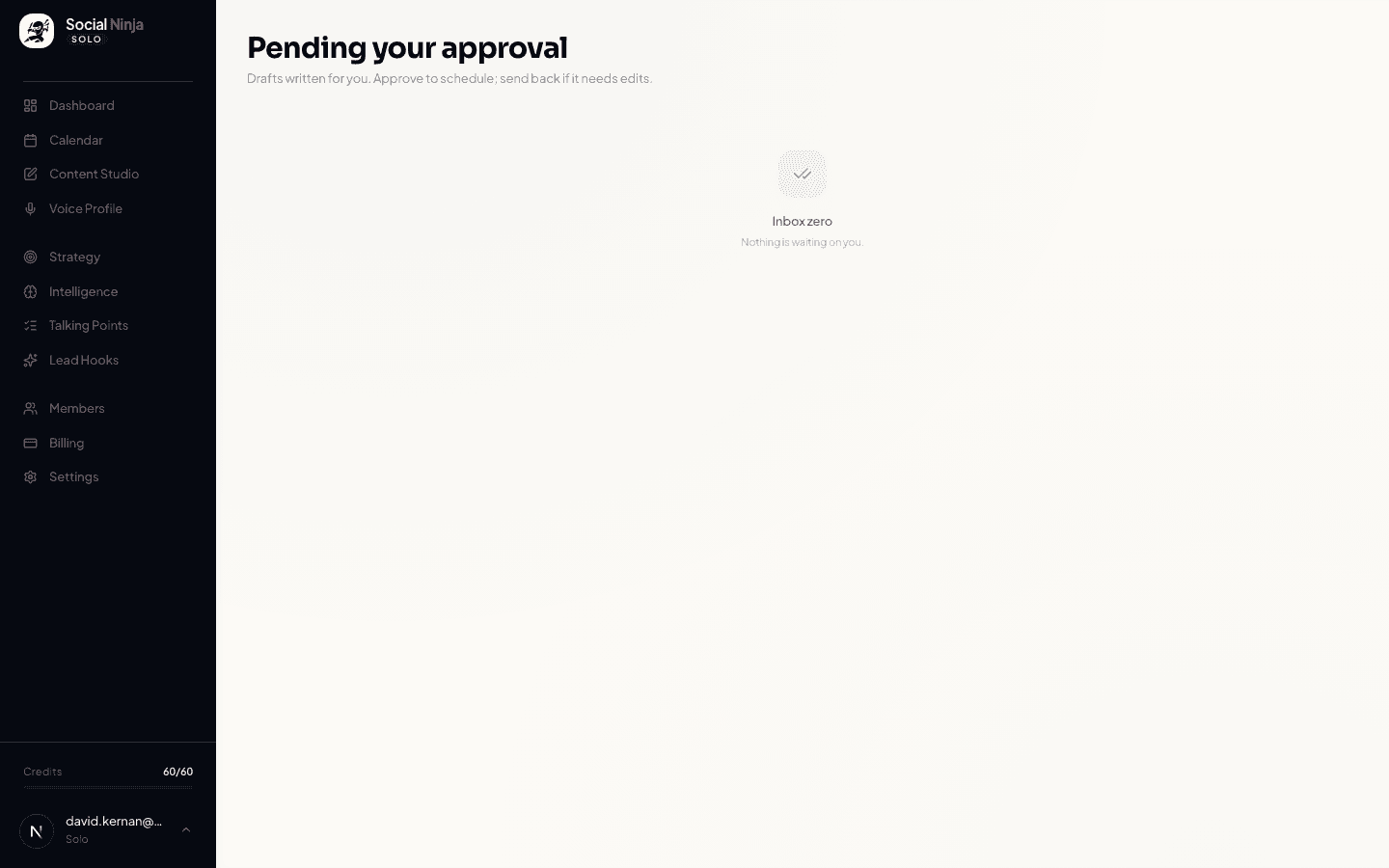 Pending approvals queue for the member to review