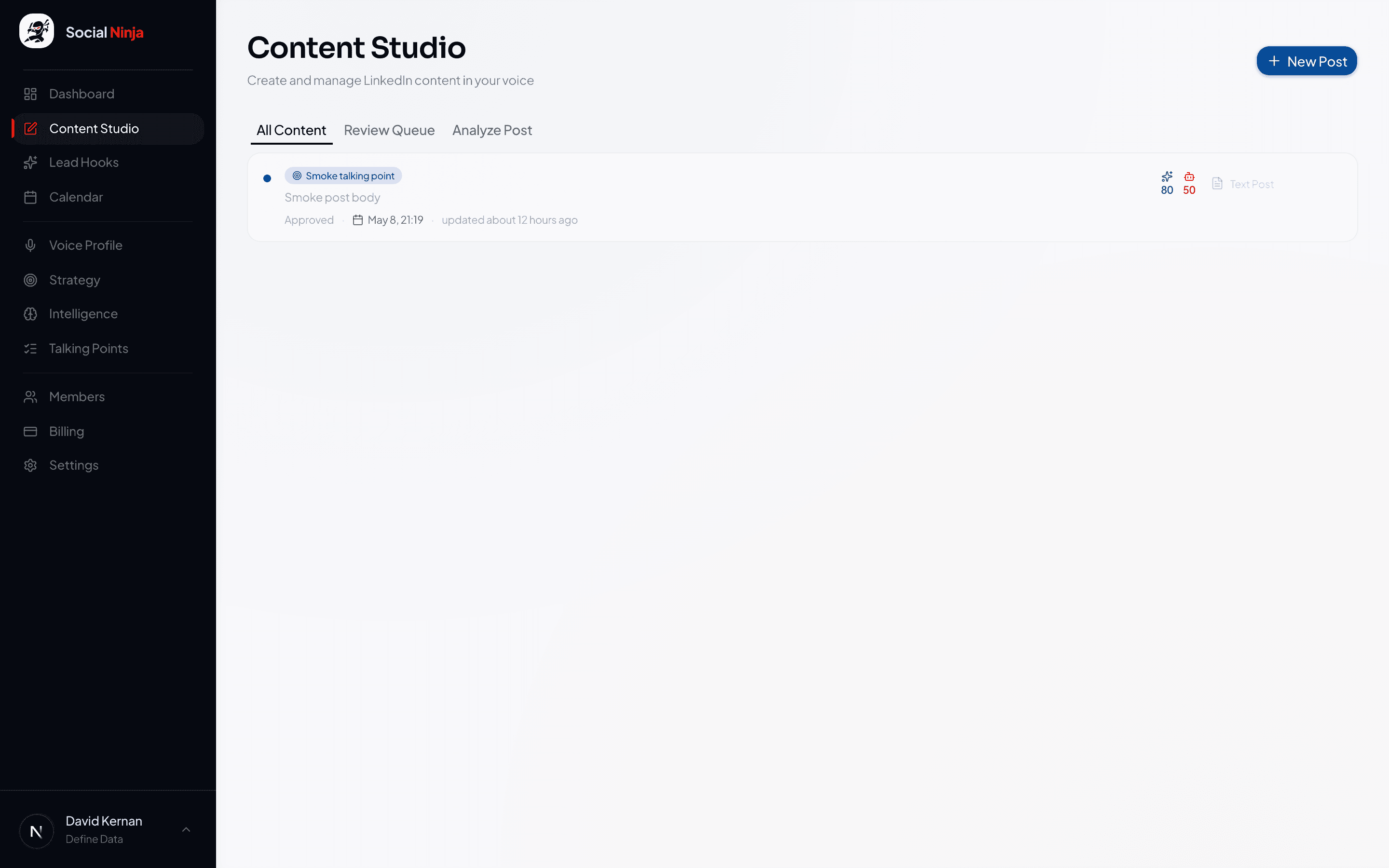 Content Studio workspace