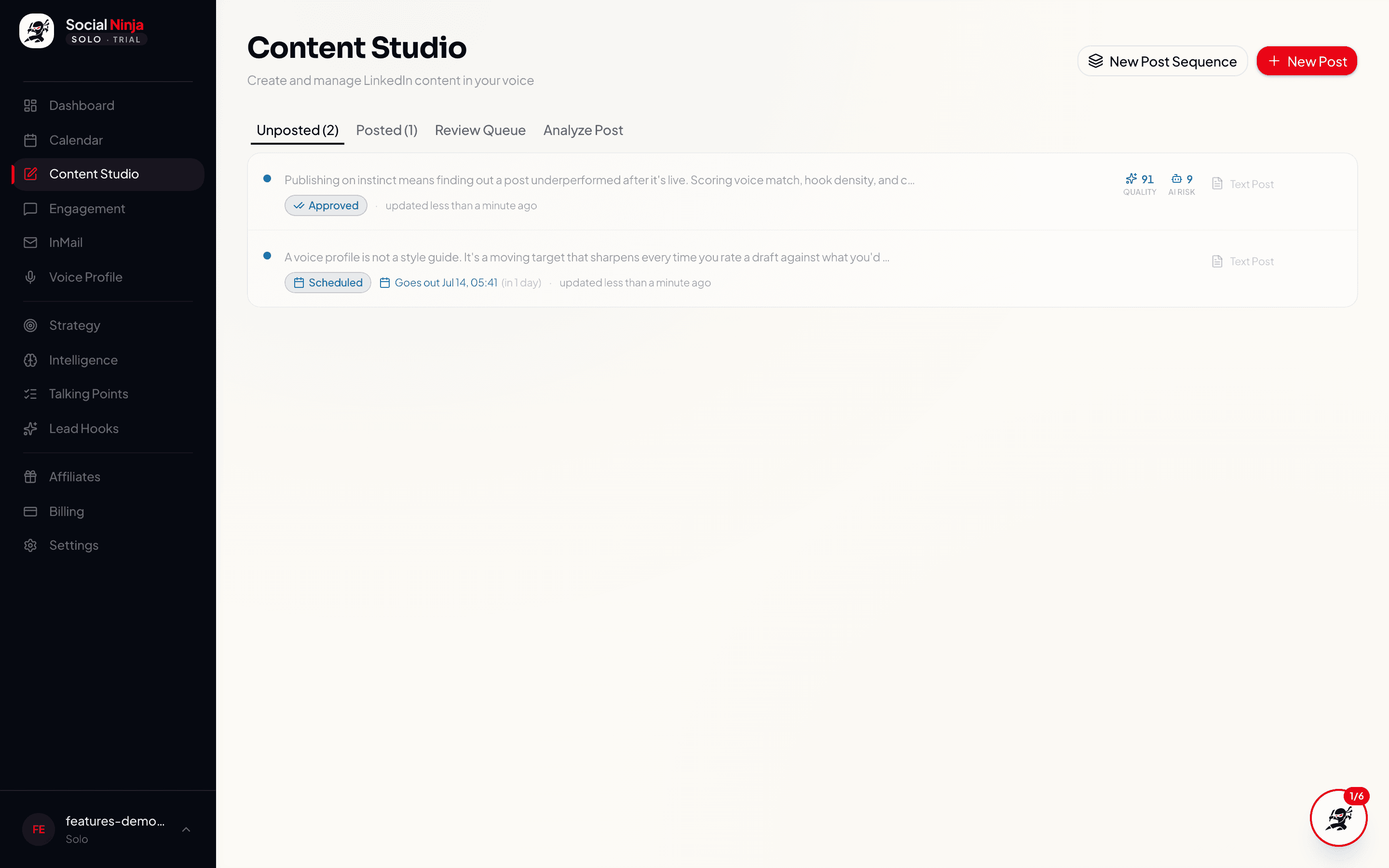 Content Studio workspace