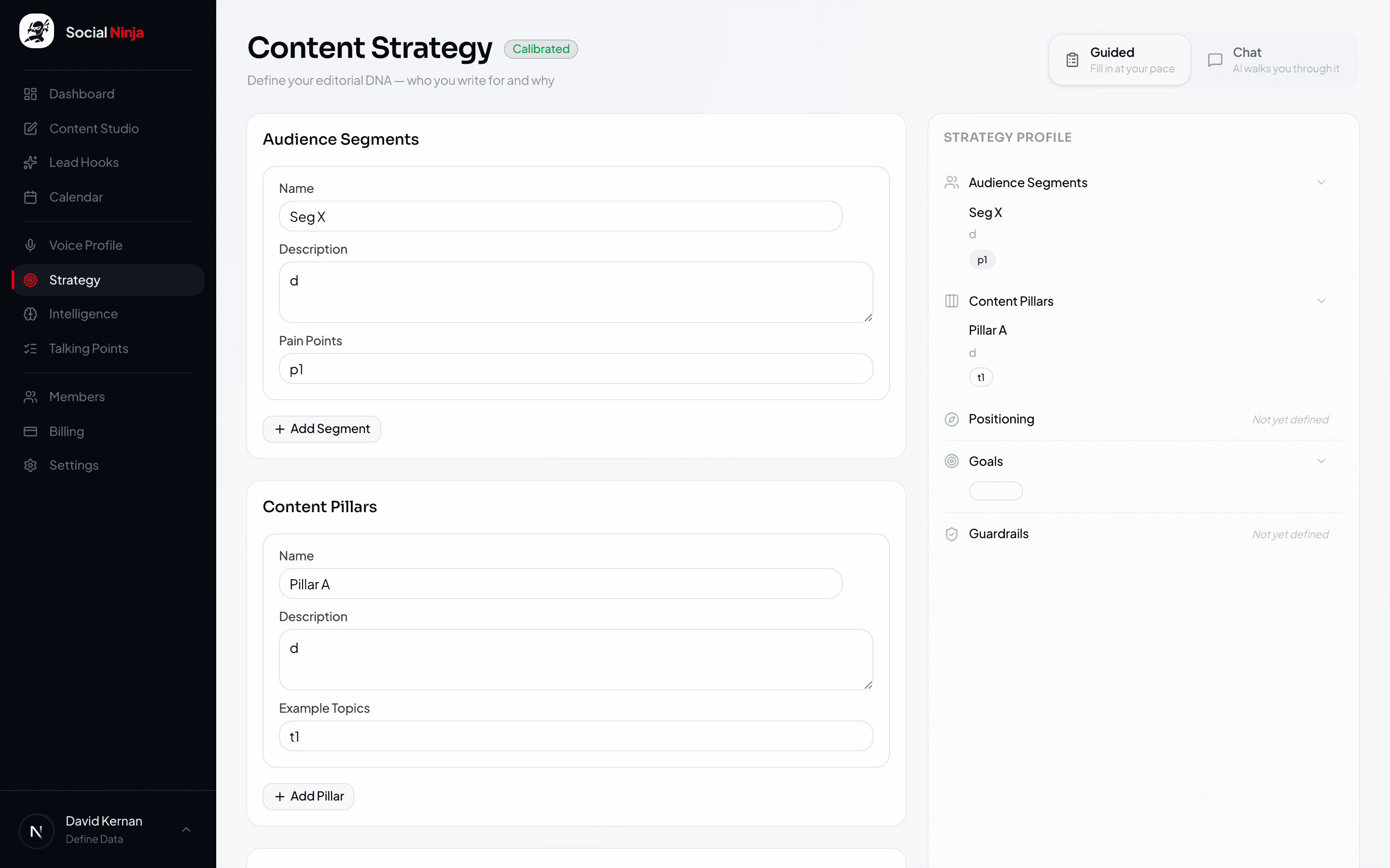 Per-client strategy and voice